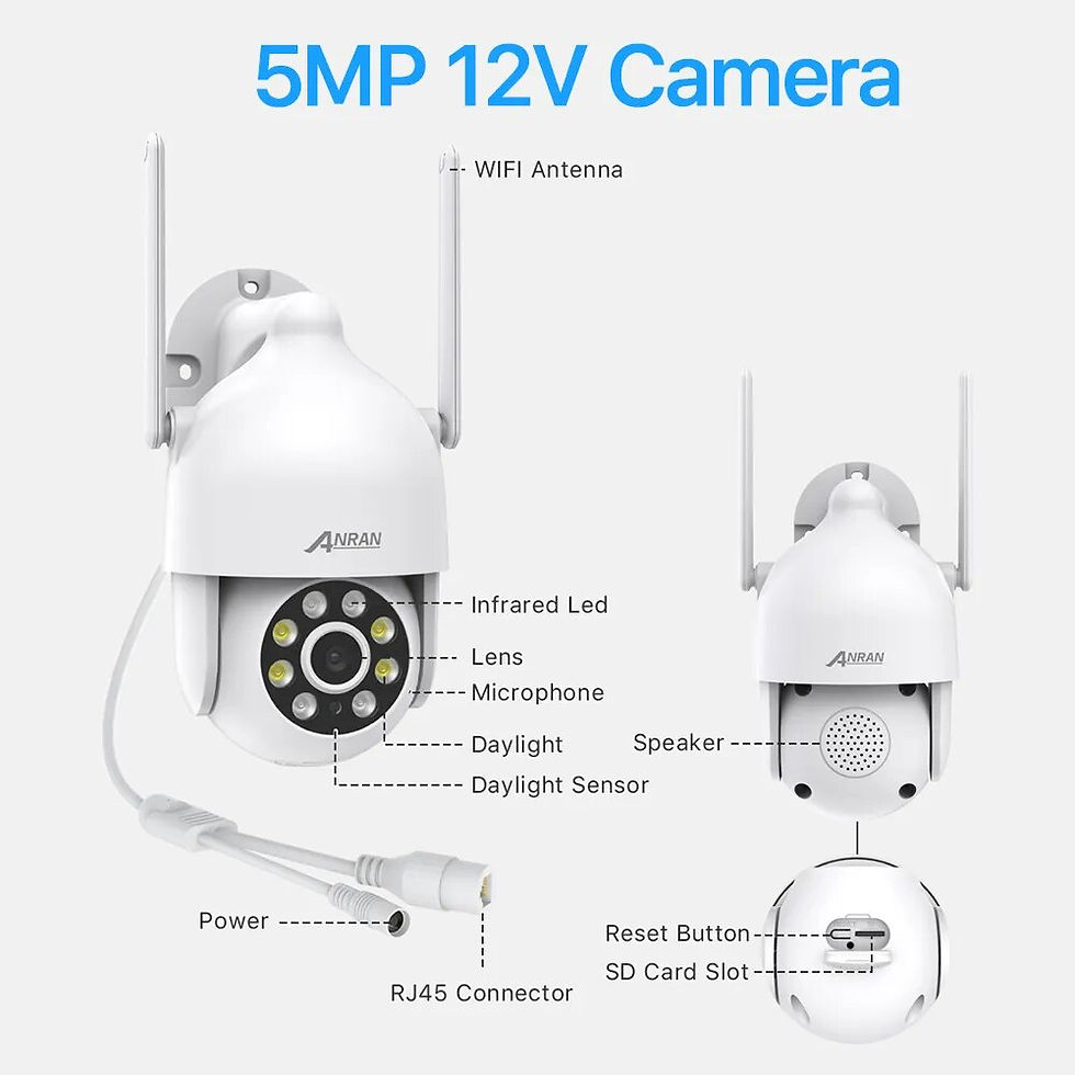 Miniatiūra: Anran 5MP Security Camera Wireless Outdoor for Home, WiFi  PTZ360° Auto tracking