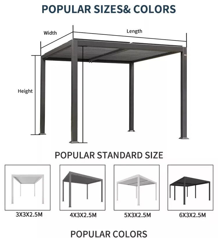 Miniatiūra: Garden Customized Modern Bioclimatic Motorized Aluminium Glass Pergola