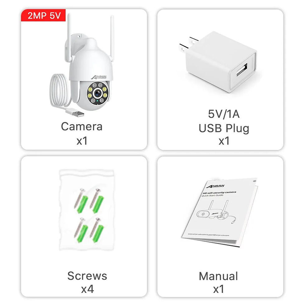Miniatiūra: Anran 5MP Security Camera Wireless Outdoor for Home, WiFi  PTZ360° Auto tracking