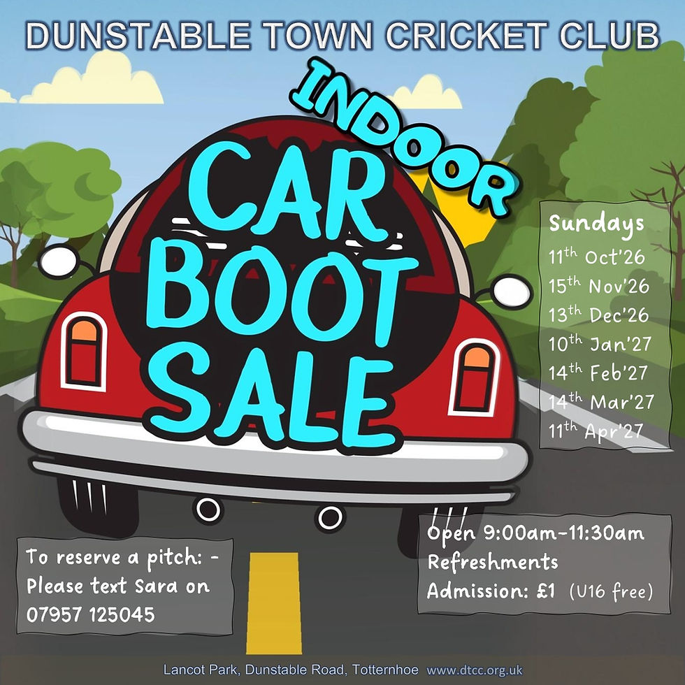 Indoor Car Boot Sale at Dunstable Town Cricket Club