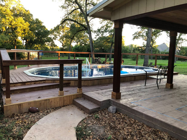 wood deck around pool