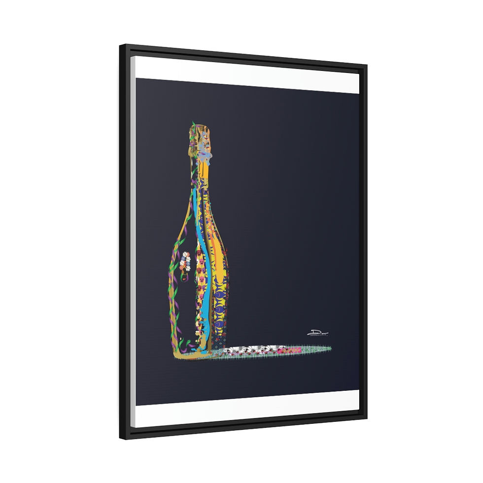 Thumbnail: Champagne Celebration on Canvas (Blue Background x Black Frame)