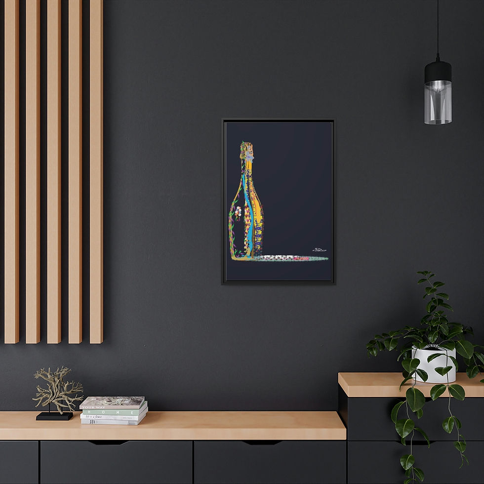 Thumbnail: Champagne Celebration on Canvas (Blue Background x Black Frame)