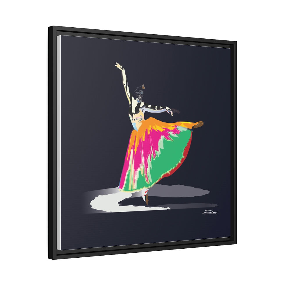Thumbnail: Ballet Dancer on Canvas (Blue background x Black Frame) 