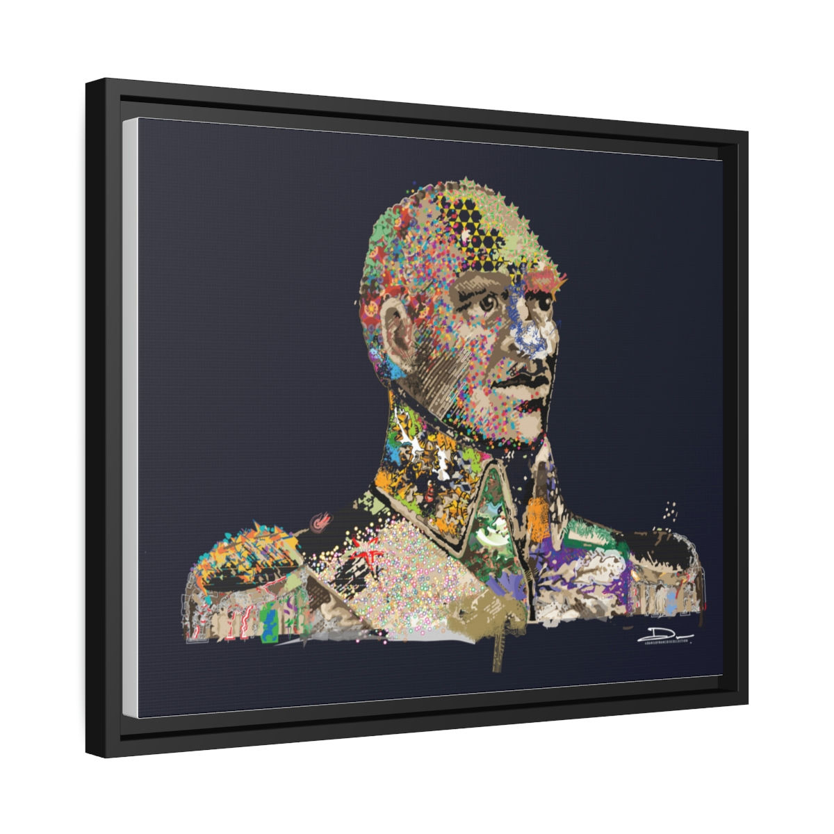 Toussaint on Canvas (Blue background x Black Frame)