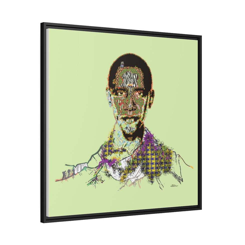 Thumbnail: Obama on Canvas (Fern background x Black Frame) 