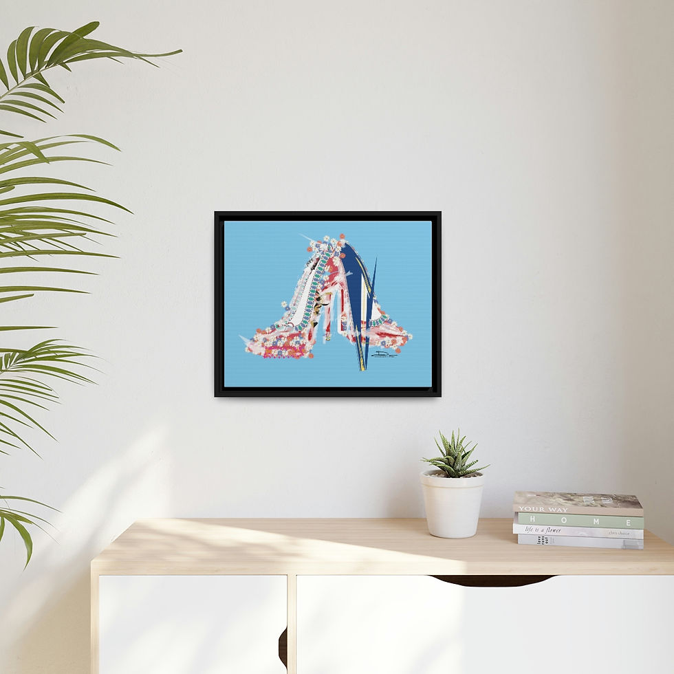 Thumbnail: Heels on Canvas (Sky Blue background x Black Frame)