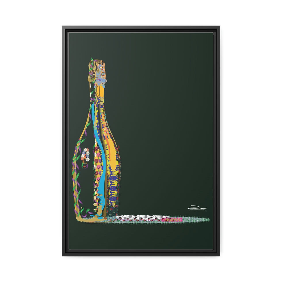 Thumbnail: Champagne Celebration on Canvas (Green Background x Black Frame)