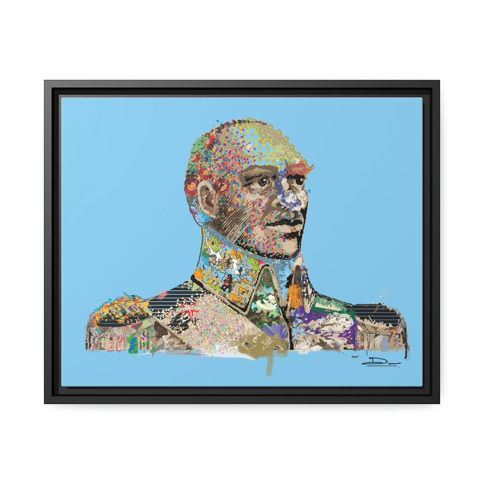 Thumbnail: Toussaint on Canvas (Sky blue background x Black Frame)