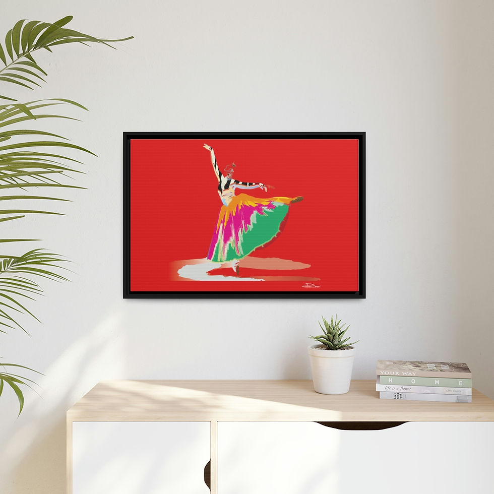 Thumbnail: Ballet Dancer on Canvas (Red background x Black Frame) 