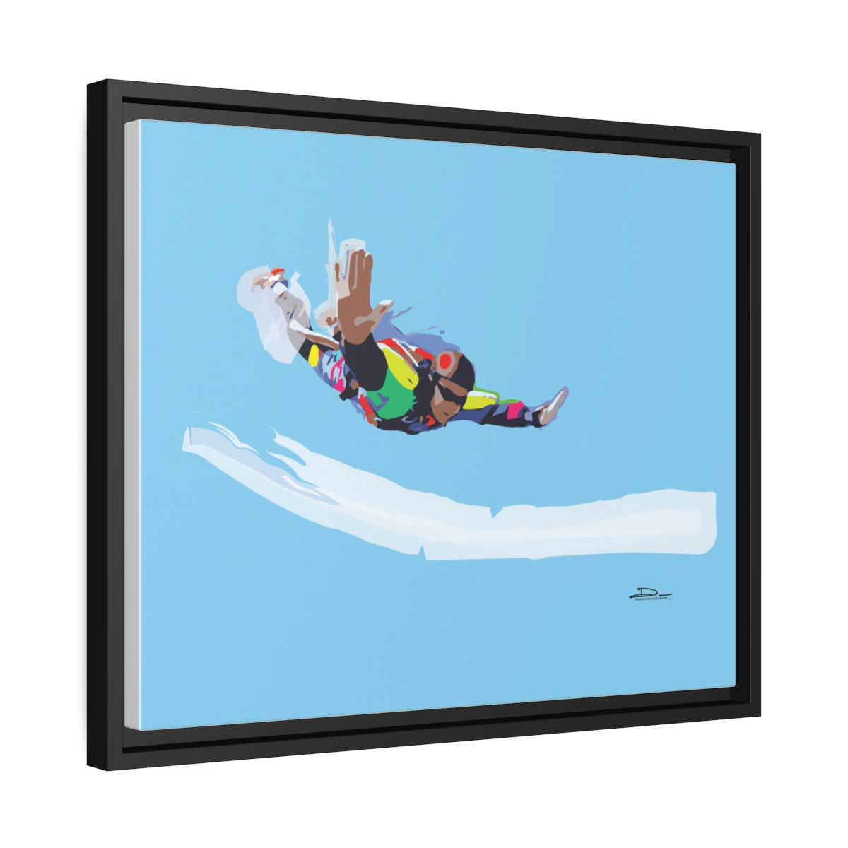FreeFall on Canvas (sky blue background x Black Frame)