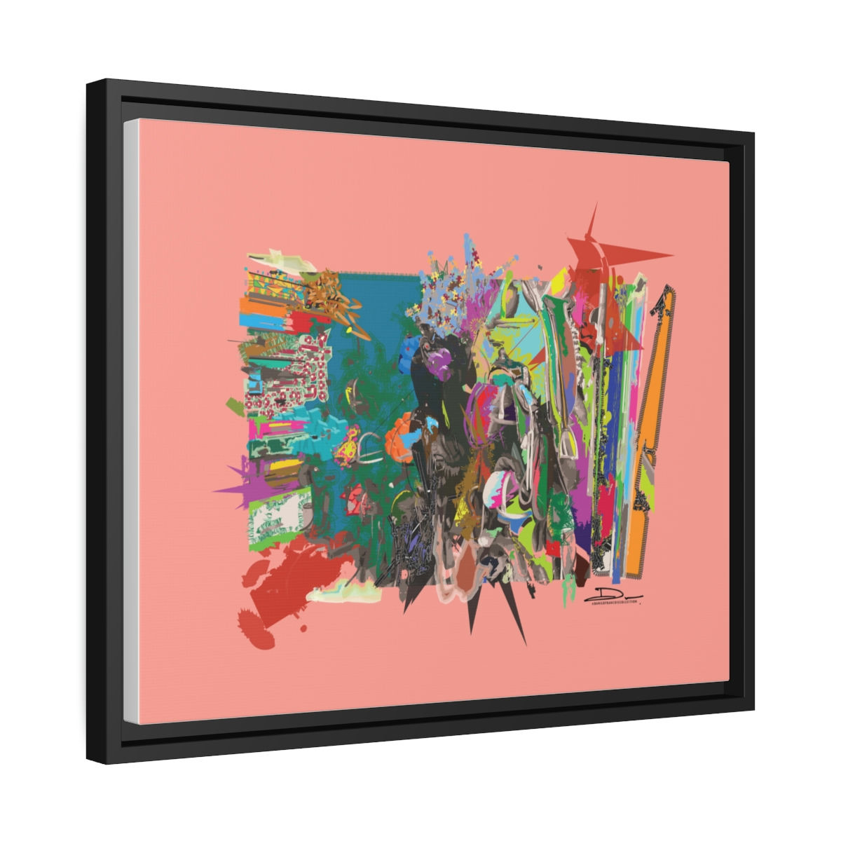Organized Noise on Canvas (Rose background x Black Frame)