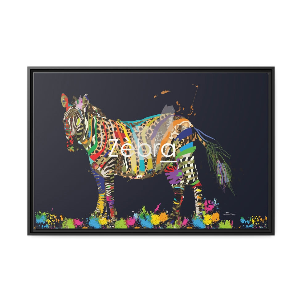 Thumbnail: Zebra on Canvas (Blue background x Black Frame)