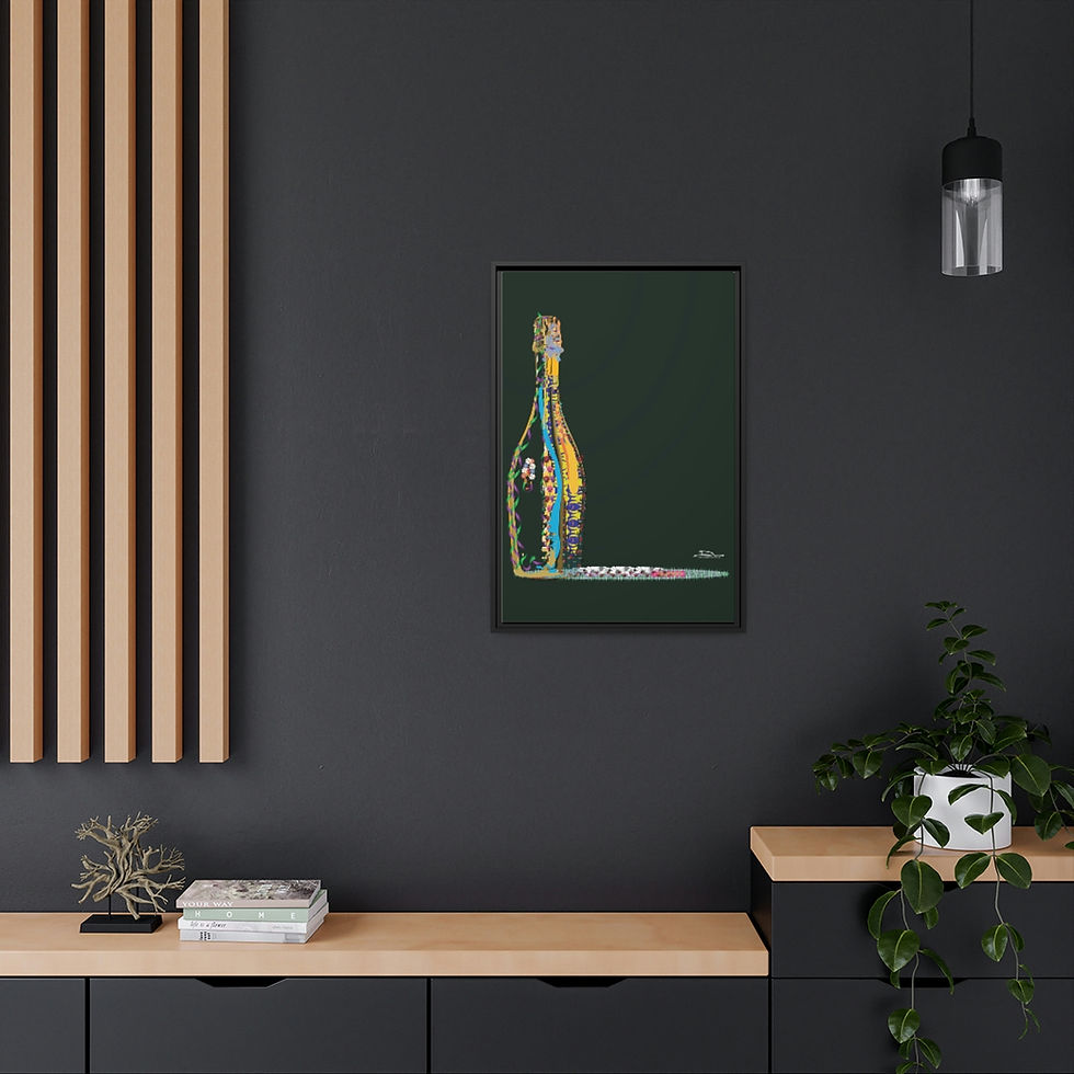 Thumbnail: Champagne Celebration on Canvas (Green Background x Black Frame)