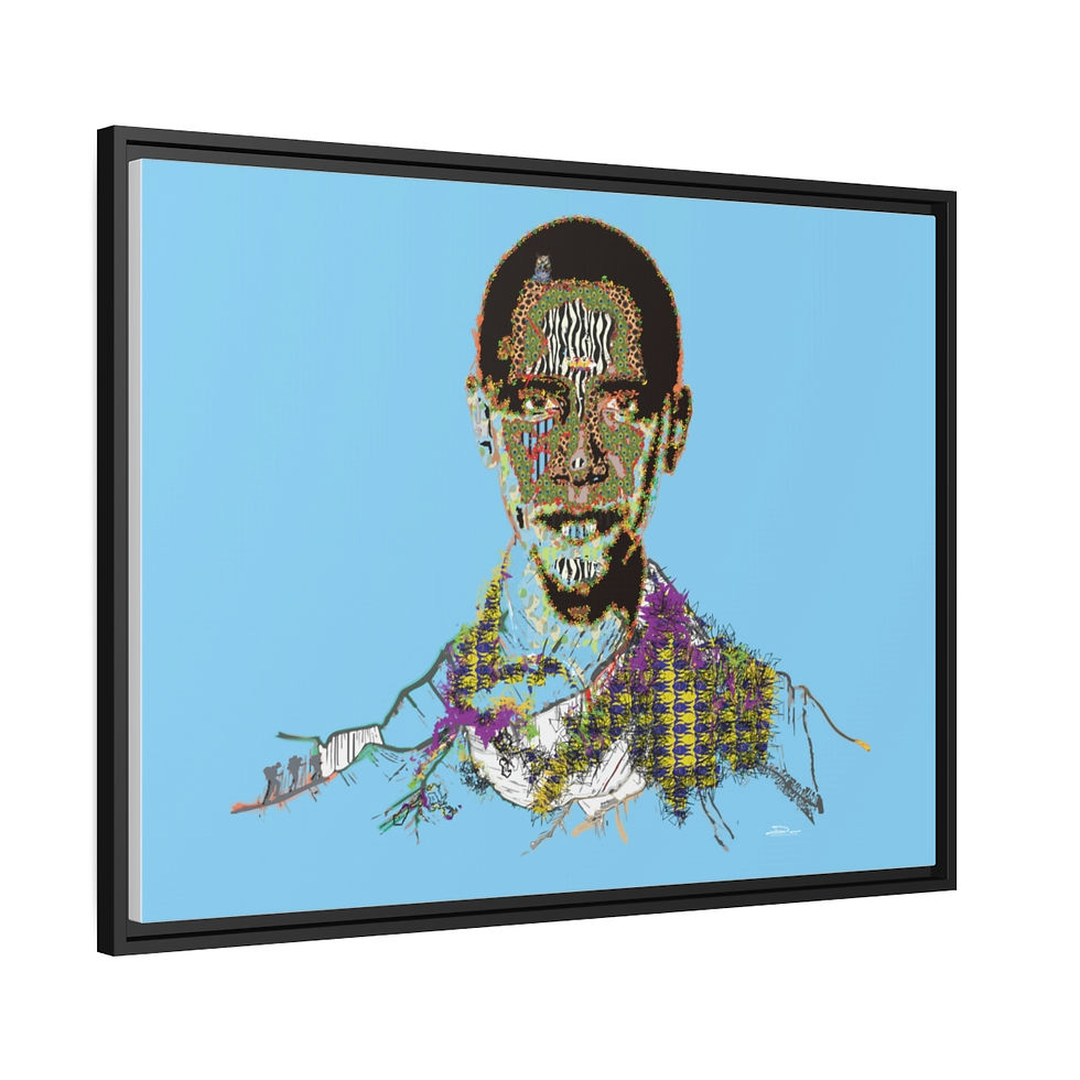 Thumbnail: Obama on Canvas (Sky Blue background x Black Frame) 