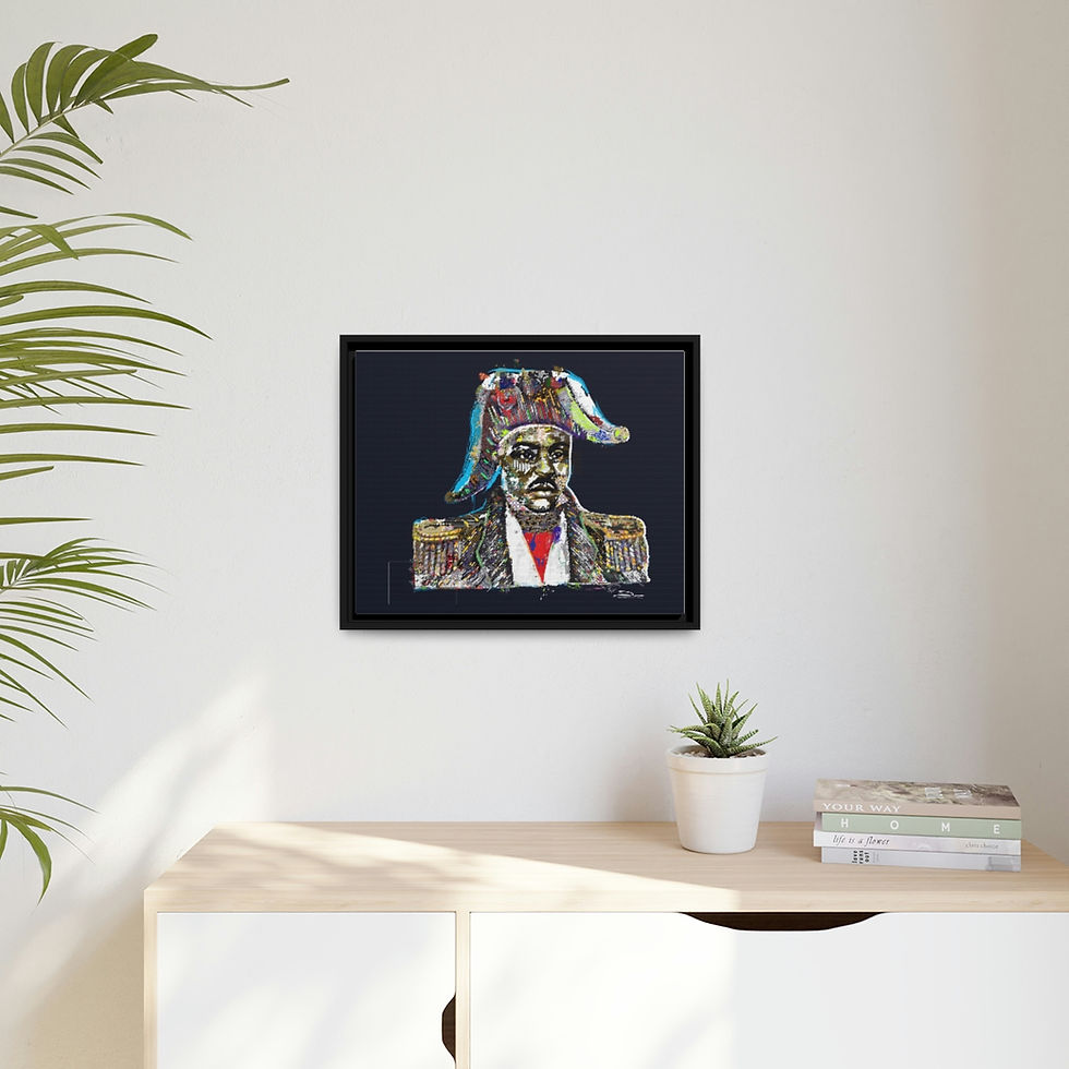 Thumbnail: Dessalines on Canvas (Blue background x Black Frame)
