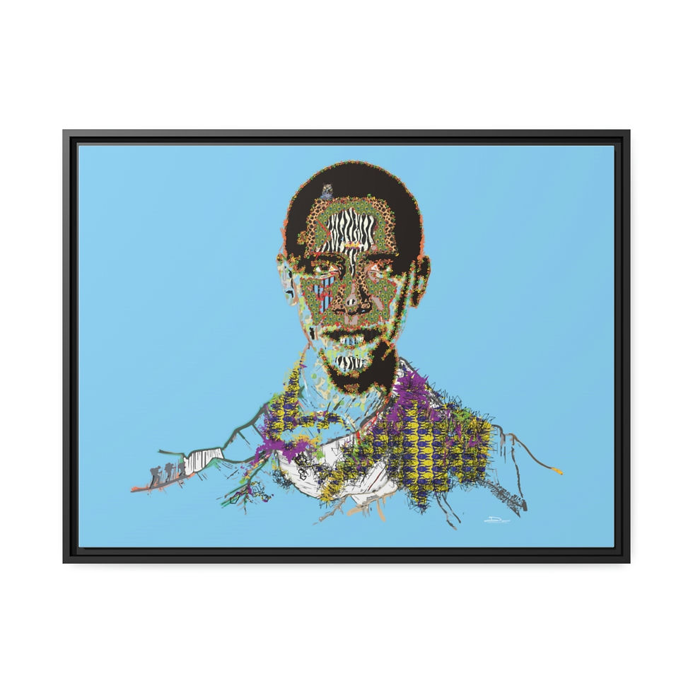 Thumbnail: Obama on Canvas (Sky Blue background x Black Frame) 