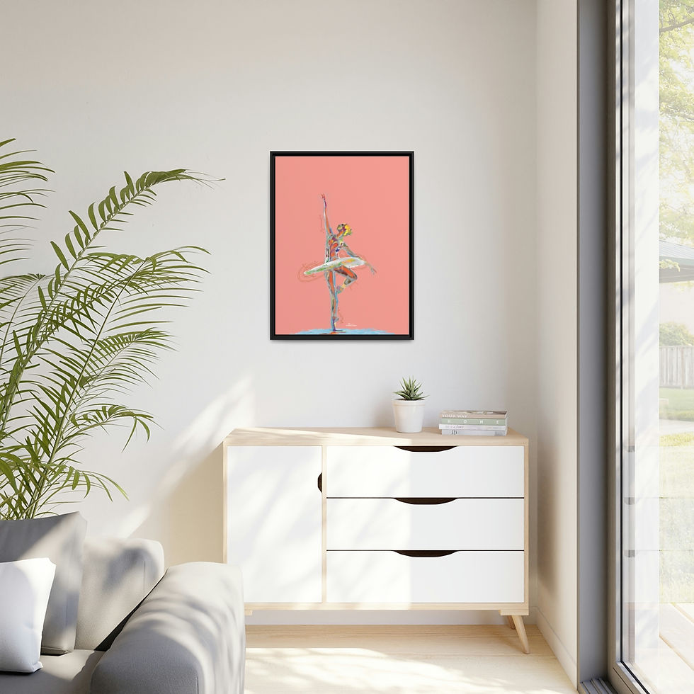 Thumbnail: Ballerina on Canvas (Rose background x Black Frame)