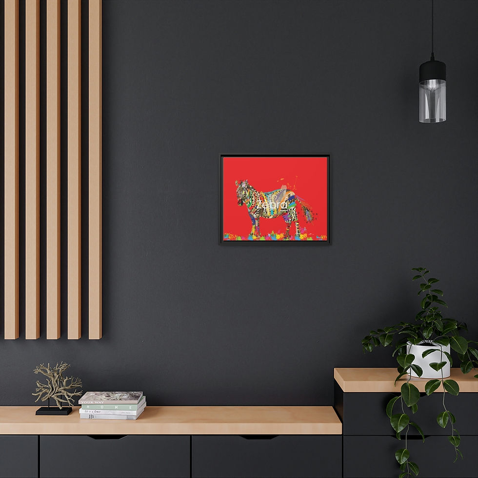 Thumbnail: Zebra on Canvas (Red background x Black Frame)