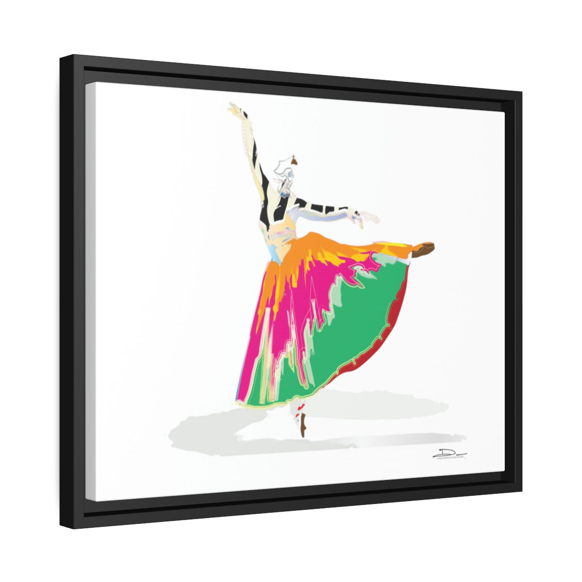 Ballet Dancer on Canvas (White background x Black Frame)