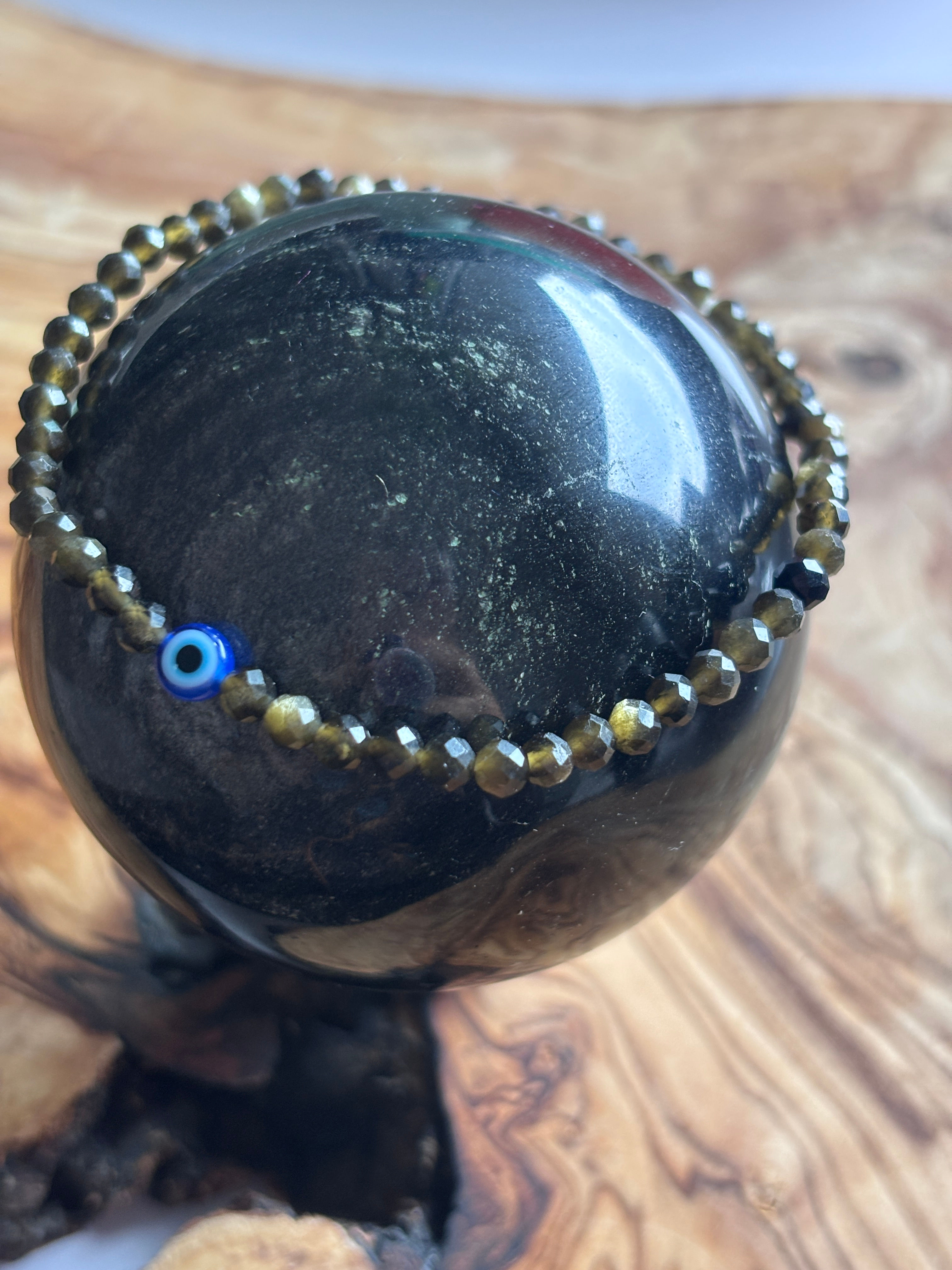 Golden Sheen Obsidian Protection & Empowerment Bracelet 3–3.5mm by Evil Eye Tarot