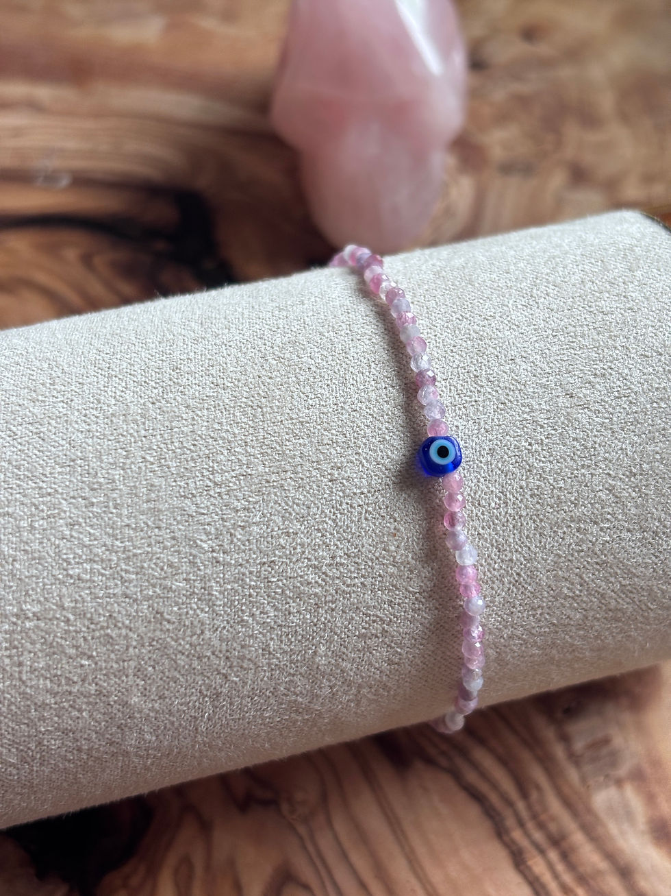 Thumbnail: 2mm Pink Tourmaline bracelet for love and emotional healing.