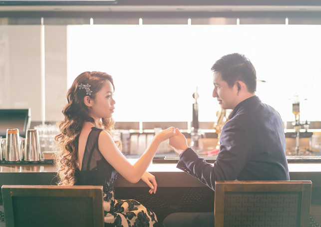 A men holding her hand at luxury cafe