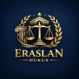 The ERASLAN LAW FIRM logo features a golden scale of justice, a column, and a laurel wreath.