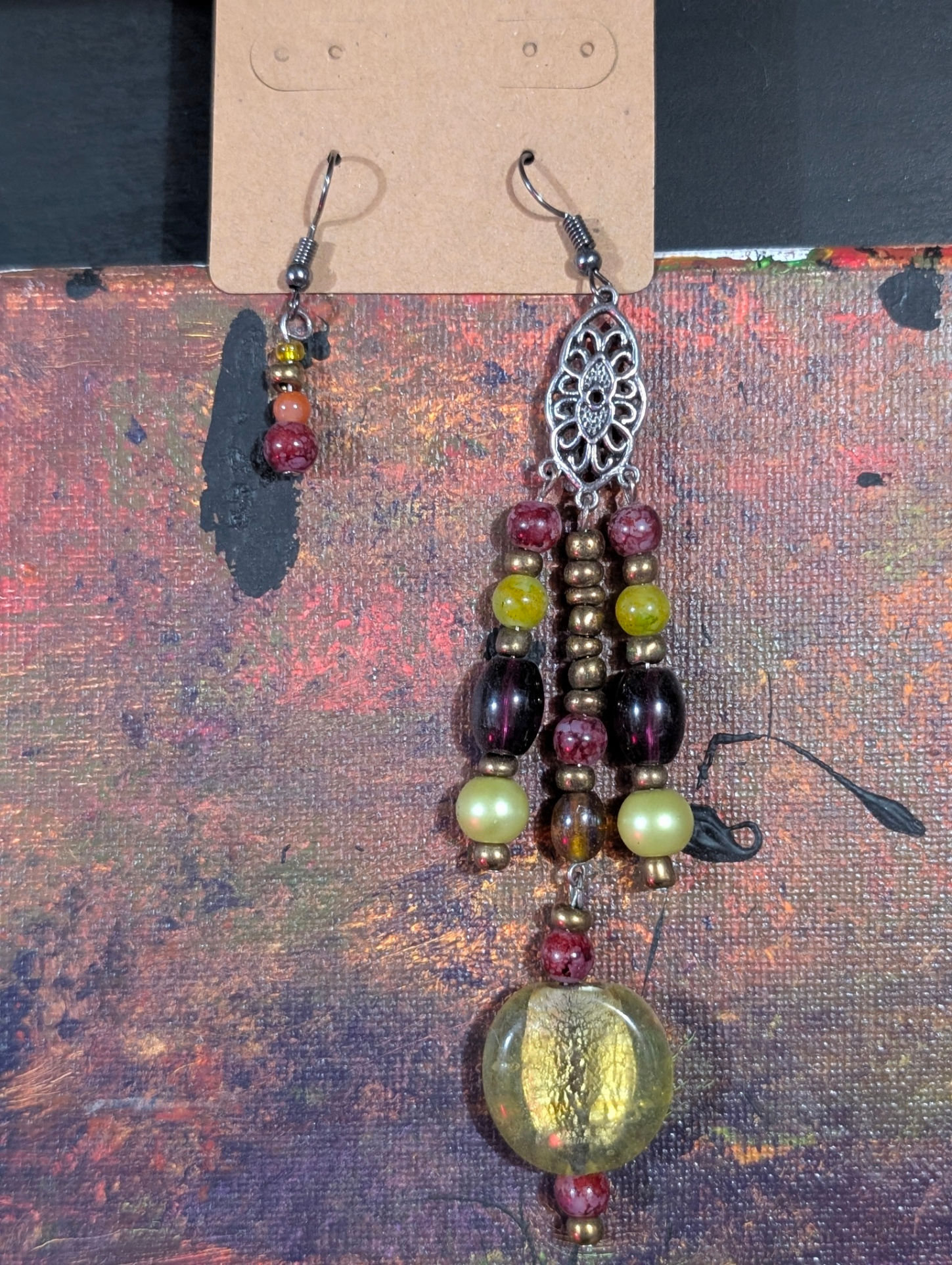 beaded offset boho earrings