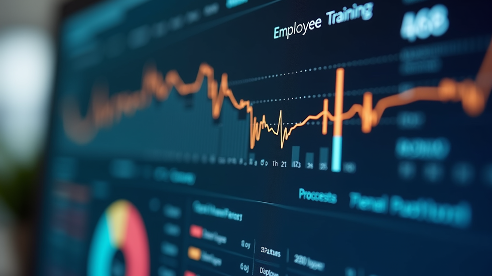 Close-up view of a digital dashboard showing employee training progress