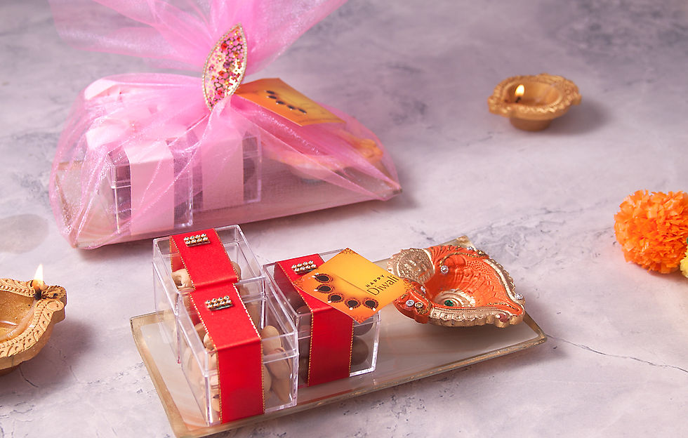 Thumbnail: Christmas Gift Tray - 3 Jars w/ Earthen Diya