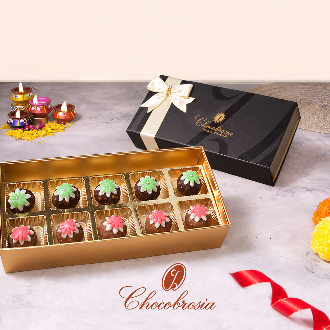 Elegant Diwali Gift Box - 10 Artisan Mithai