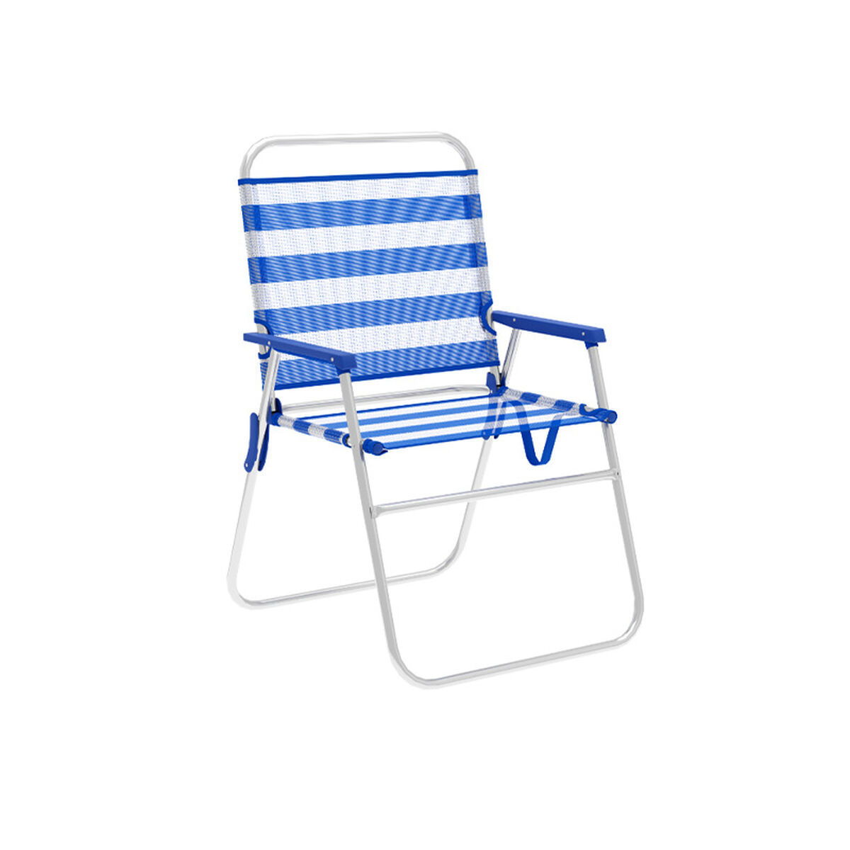 Marbueno Sedia Pieghevole Alluminio Righe Blu e Bianco Spiaggia e Piscina 52X56
