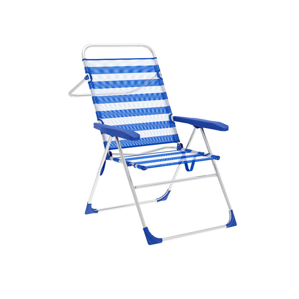 Marbueno Sedia Pieghevole 5 Posizioni Alluminio Righe Blu e Bianco Spiaggia e P