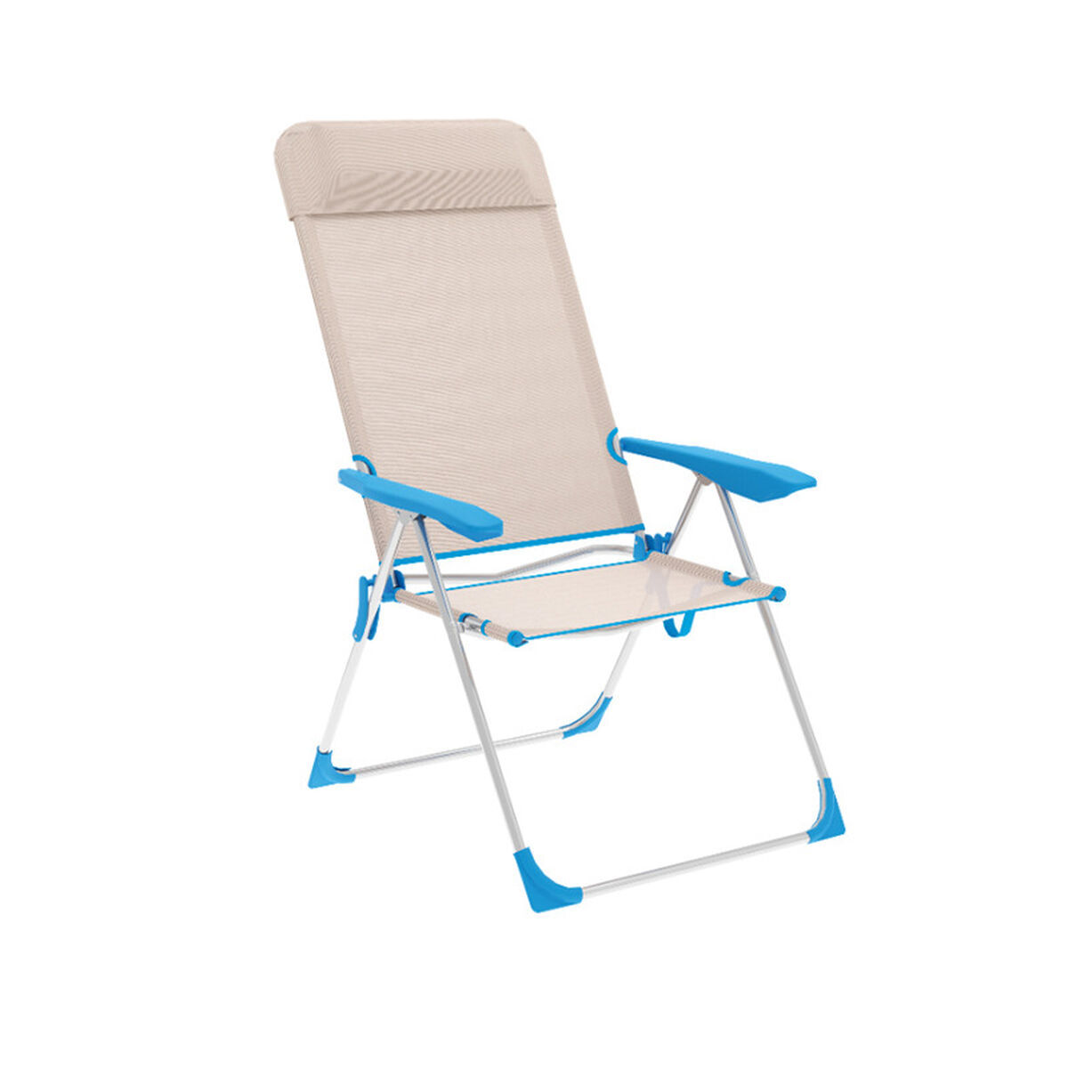 Sedia Pieghevole Marbueno 5 Posizioni Alluminio con Cuscino Beige/Blu Spiaggia