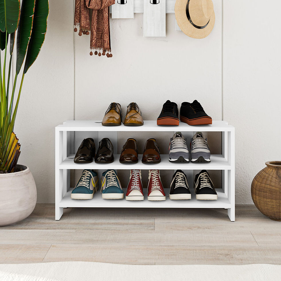 Thumbnail: Alexandra House Living Shoe Bench White 84 x 44 x 29 cm 2 Shelves