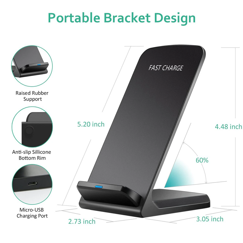 Thumbnail: Qi Wireless Fast Charging Pad – Charging Stand for iPhone & Samsung