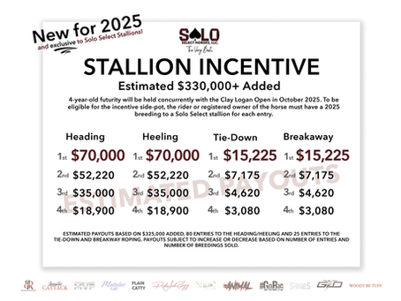 Announcing Exclusive Solo Select Stallion Incentive: $330,000 in Added Money for Ropers