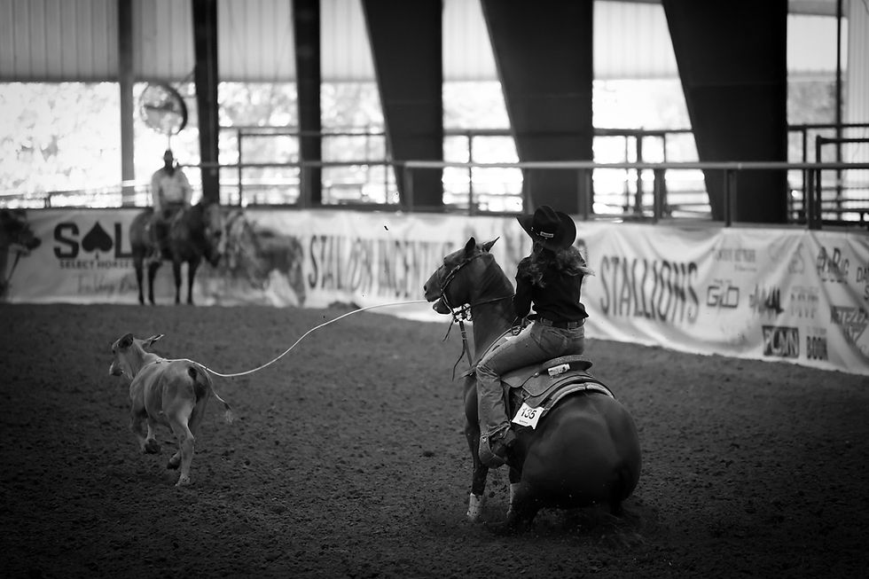 Shelby Boisjoli-Meged aboard Reyzed On Sugar win the breakaway futurity