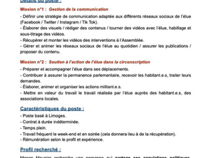 Attaché(e) parlementaire de la députée Manon Meunier