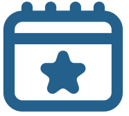 icon of a calendar with a star