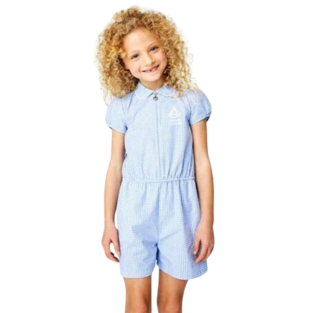 Girls Playsuit Cotton Rich Gingham School Playsuit