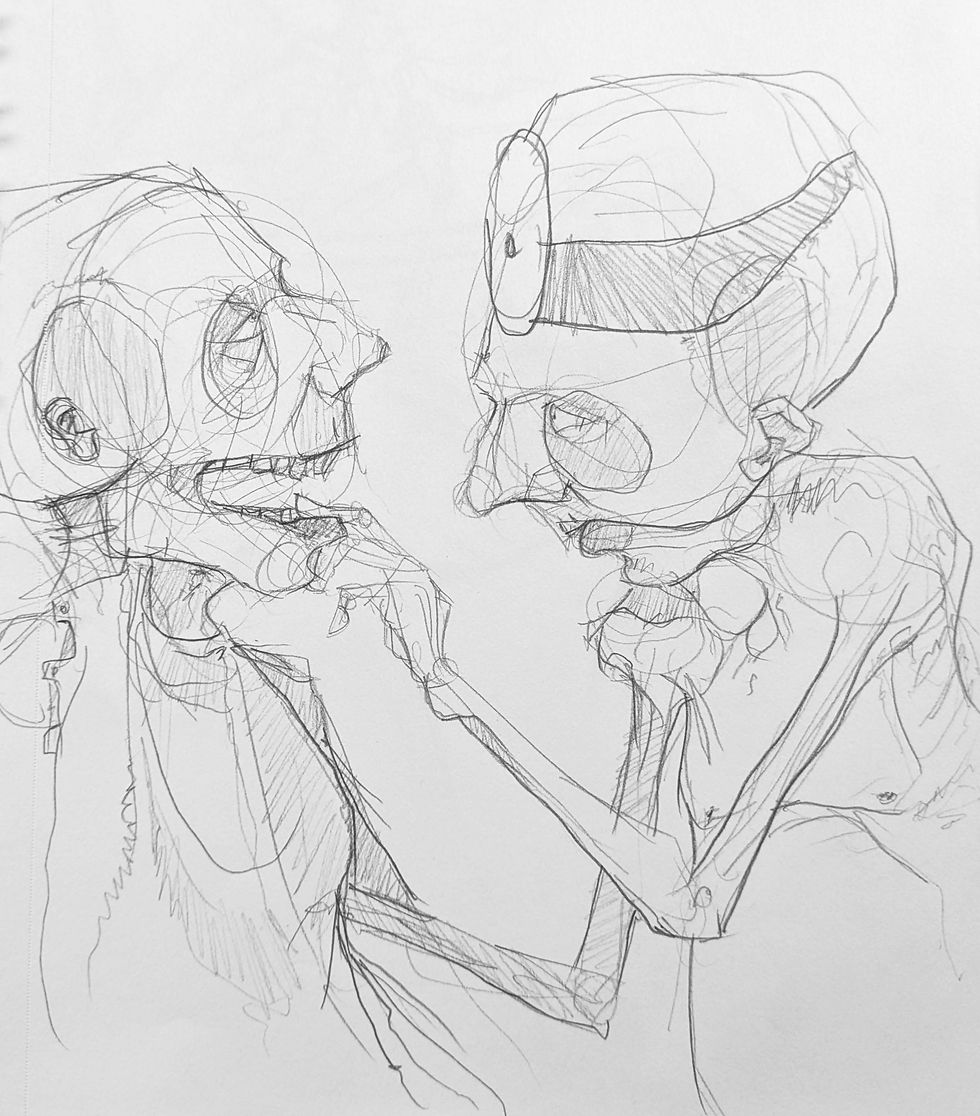 "Yep, that should take care of it. All 4 wisdom teeth out. Hey, where's your mom?"