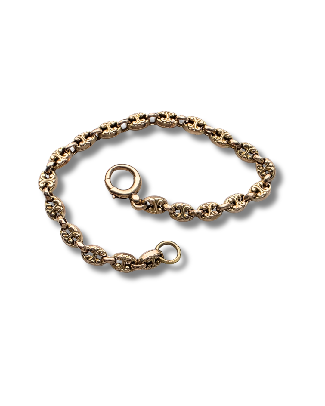 Antique fancy mariner bracelet 7 inch bolt clasp