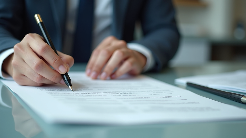 Close-up view of a professional editor reviewing a printed document with a pen