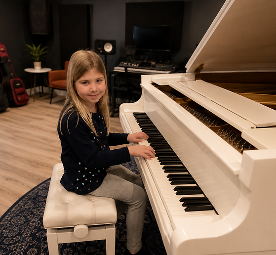 elementary piano student participating in a private lesson at Whaley Music Studio in Stony Brook, NY