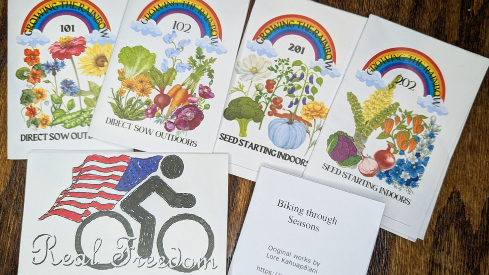 Growing the Rainbow 101-202 by MayfieldUrbanGarden and UrbanGnomestead, Biking through Seaons by Lore Kahuapa'ani, Real Freedom by Jake