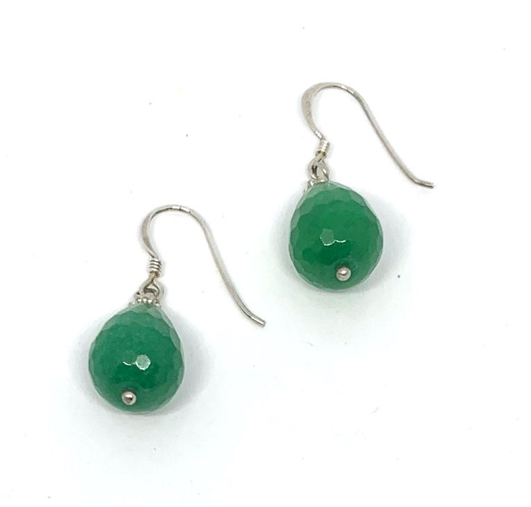 Thumbnail: Emerald faceted teardrop earrings