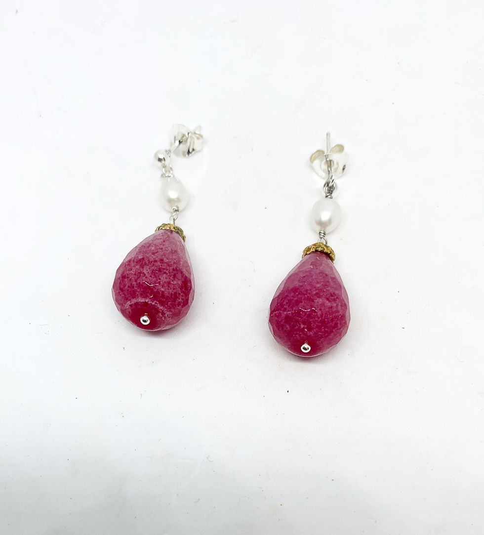 Thumbnail: Drop pearls earrings and gemstones