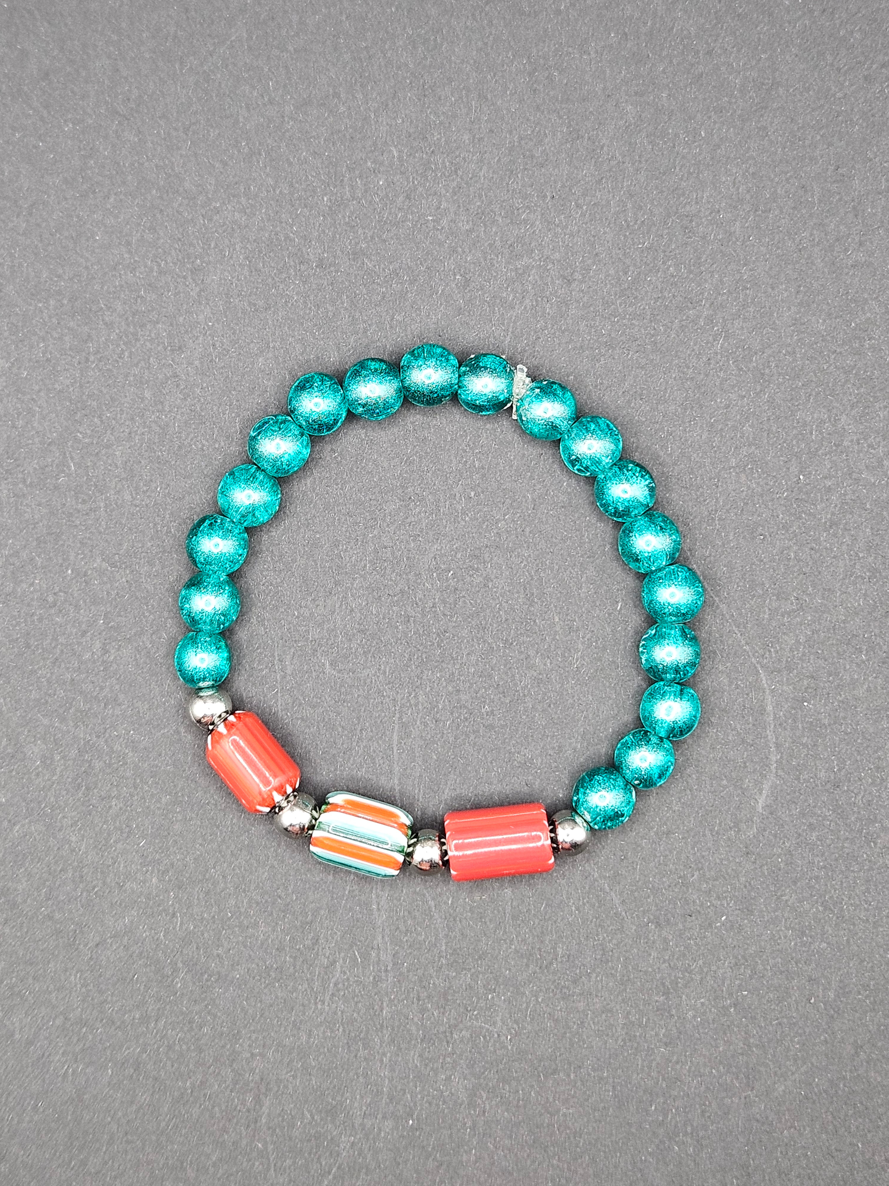 Teal, coral chevron